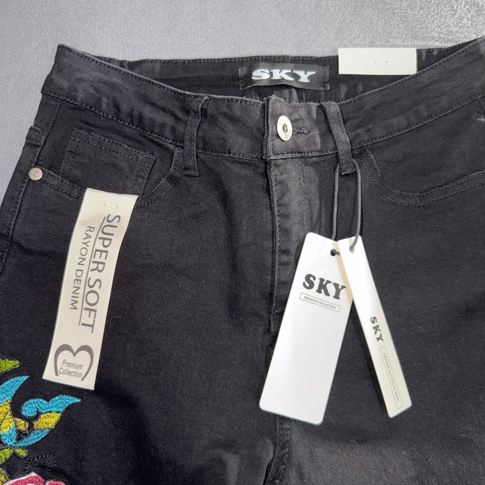 SKY Womens 11 Skull Rose Wide‎ Leg Goth Rocker Edgy Skater Grunge Y2K 90s Street - Picture 9 of 16